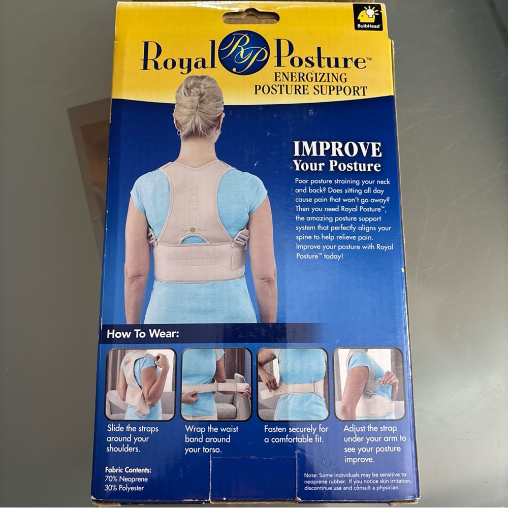 ROYAL POSTURE Energizing Posture Back Support for Men/Women L/XL w/Original Box